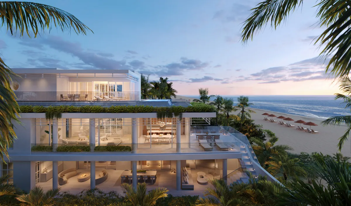 Rendering of a terrace pavilion above the beach at Shore Club