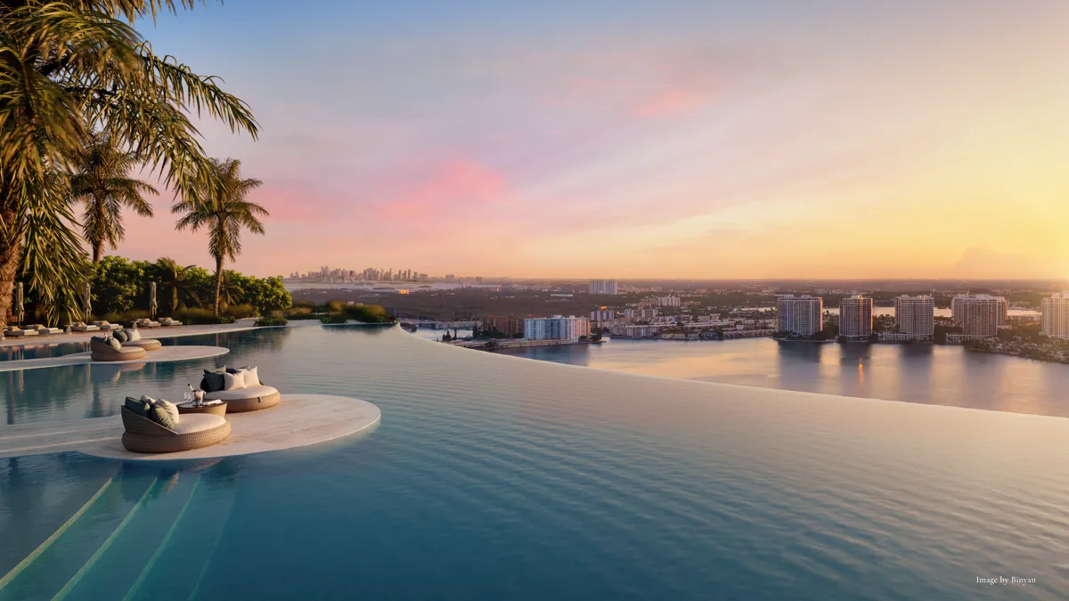Rendering of the infinity pool at sunset
