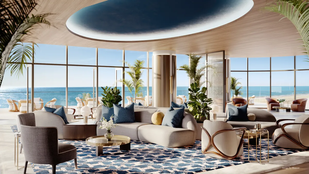 Rendering of a lounge with ocean views